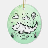 Happy Alligator met ballon - Schattigee Nursery Ar Keramisch Ornament (Links)