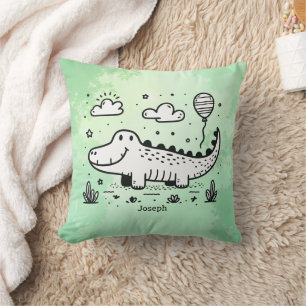 Happy Alligator met ballon - Schattigee Nursery Ar Kussen