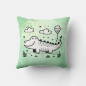 Happy Alligator met ballon - Schattigee Nursery Ar Kussen (Achterkant)