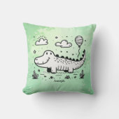 Happy Alligator met ballon - Schattigee Nursery Ar Kussen (Voorkant)
