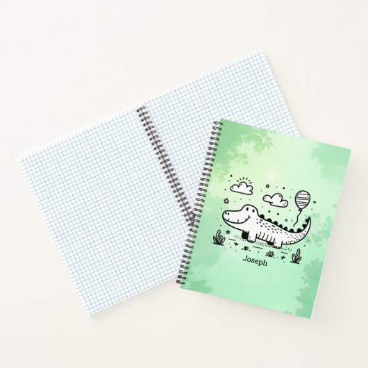 Happy Alligator met ballon - Schattigee Nursery Ar Notitieboek (Binnen)