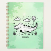 Happy Alligator met ballon - Schattigee Nursery Ar Planner (Voorkant)