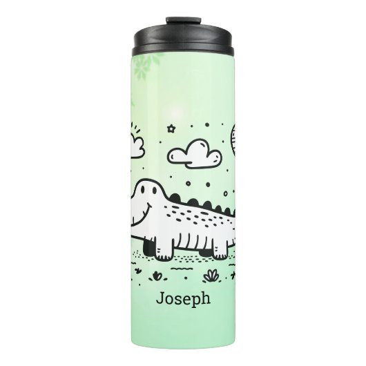 Happy Alligator met ballon - Schattigee Nursery Ar Thermosbeker (Voorkant)