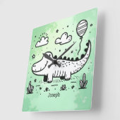 Happy Alligator met ballon - Schattigee Nursery Ar Vierkante Klok (Hoek)