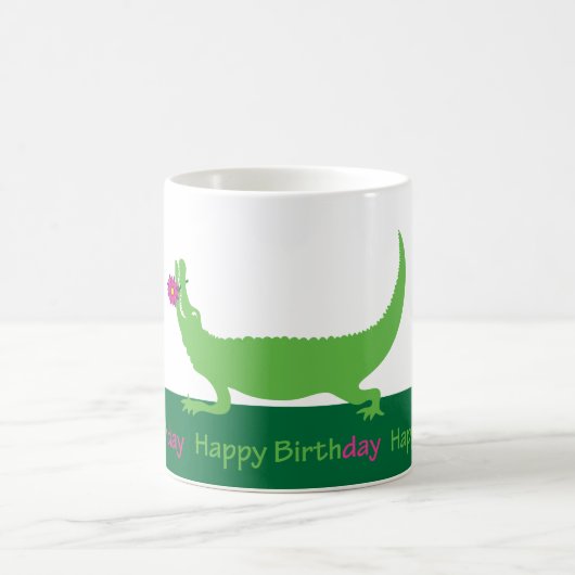 Happy Alligator Verjaardag Mok of Glas (Center)