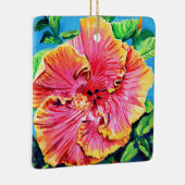 Happy Aloha Pink Hibiscus Ceramic Ornament (Rechts)