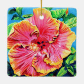 Happy Aloha Pink Hibiscus Ceramic Ornament (Achterkant)