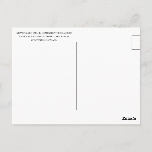 Happy alpaca zegt hallo briefkaart (Achterkant)