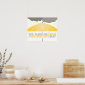 Happy als Skies grijs afdrukken zijn Poster (Keuken)