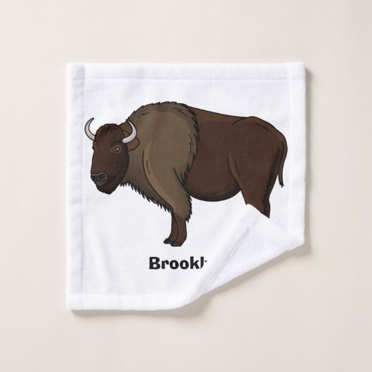 Happy American bison buffalo illustratie Bad Handdoek (Wasdoekje)