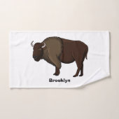 Happy American bison buffalo illustratie Bad Handdoek (Handdoek)