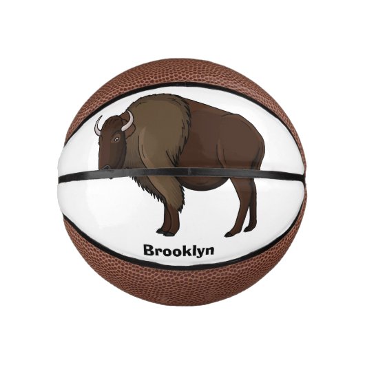 Happy American bison buffalo illustratie Basketbal (Voorkant)