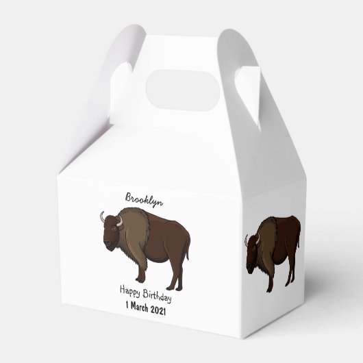 Happy American bison buffalo illustratie Bedankdoosjes (Voorkant Zijde)