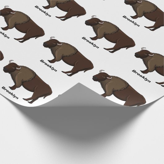 Happy American bison buffalo illustratie Cadeaupapier (Hoek)