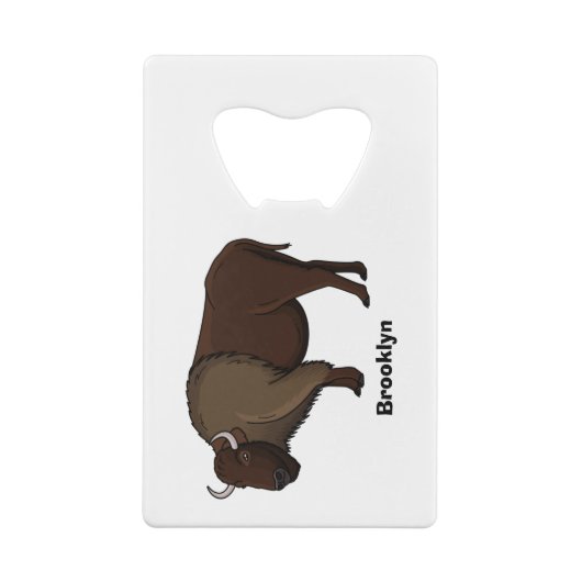 Happy American bison buffalo illustratie Creditkaart Flessenopener (Achterkant)