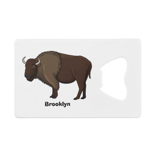 Happy American bison buffalo illustratie Creditkaart Flessenopener (Voorkant (Horizontaal))