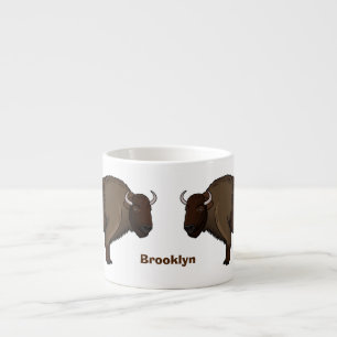 Happy American bison buffalo illustratie Espresso Kop