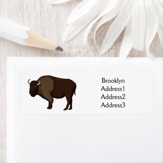 Happy American bison buffalo illustratie Etiket (Insitu)