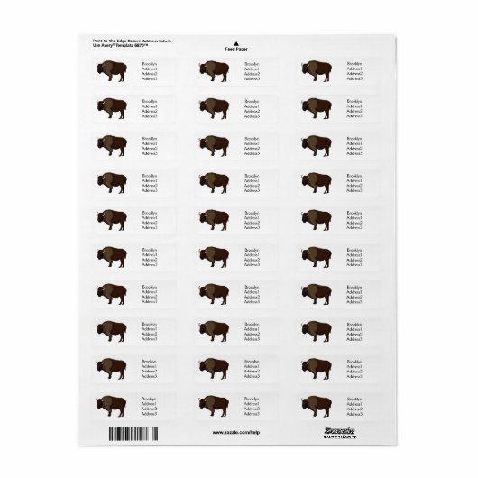 Happy American bison buffalo illustratie Etiket (Full Sheet)