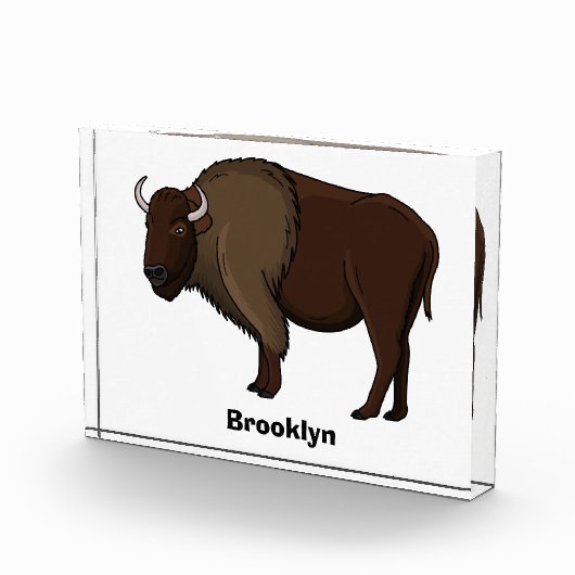 Happy American bison buffalo illustratie Fotoblokken (Rechts)