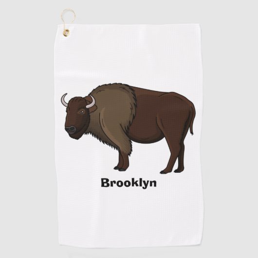 Happy American bison buffalo illustratie Golfhanddoek (Voorkant)