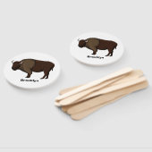 Happy American bison buffalo illustratie Handwaaier (Niet-gemonteerd)