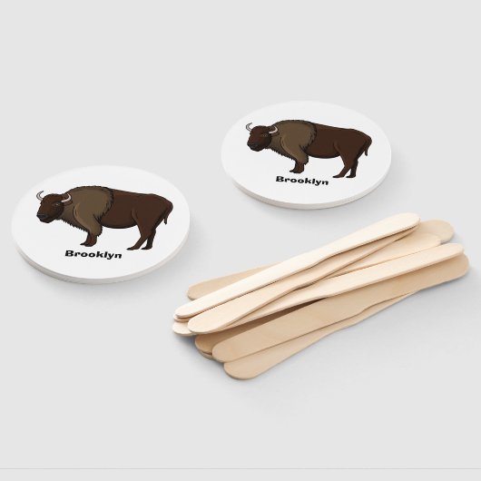Happy American bison buffalo illustratie Handwaaier (Niet-gemonteerd)