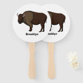 Happy American bison buffalo illustratie Handwaaier (Voorkant en achterkant)
