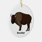 Happy American bison buffalo illustratie Keramisch Ornament (Rechts)