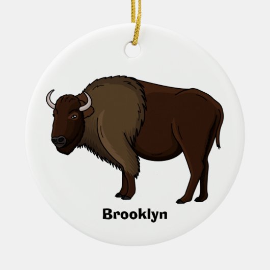 Happy American bison buffalo illustratie Keramisch Ornament (Voorkant)
