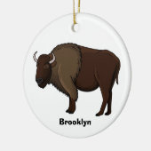 Happy American bison buffalo illustratie Keramisch Ornament (Links)