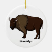Happy American bison buffalo illustratie Keramisch Ornament (Achterkant)