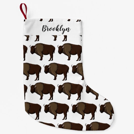 Happy American bison buffalo illustratie Kleine Kerstsok (Voorkant)