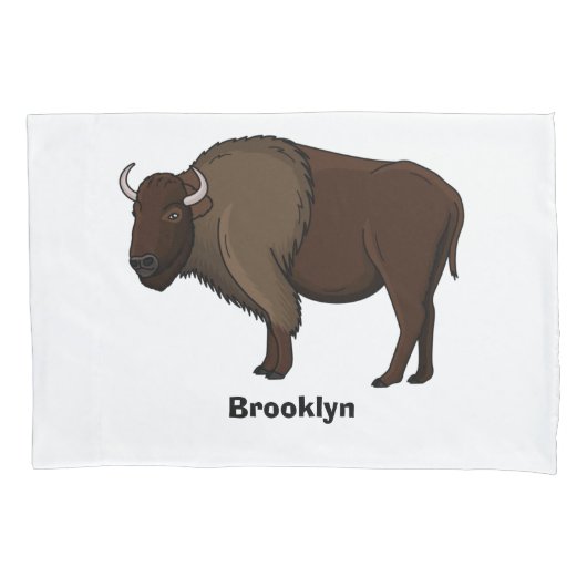 Happy American bison buffalo illustratie Kussensloop (Voorkant)