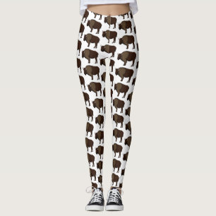 Happy American bison buffalo illustratie Leggings