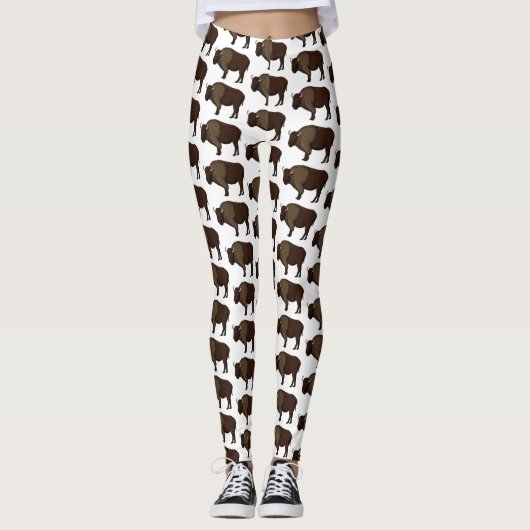 Happy American bison buffalo illustratie Leggings (Voorkant)