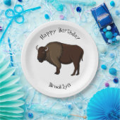Happy American bison buffalo illustratie Papieren Bordje (Feest)