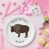 Happy American bison buffalo illustratie Papieren Bordje (Feest)