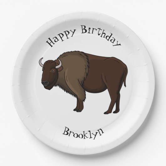 Happy American bison buffalo illustratie Papieren Bordje (Voorkant)