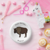 Happy American bison buffalo illustratie Papieren Kommen (Feest)