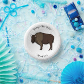 Happy American bison buffalo illustratie Papieren Kommen (Feest)