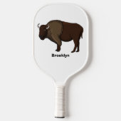 Happy American bison buffalo illustratie Pickleball Paddle (Achterkant)