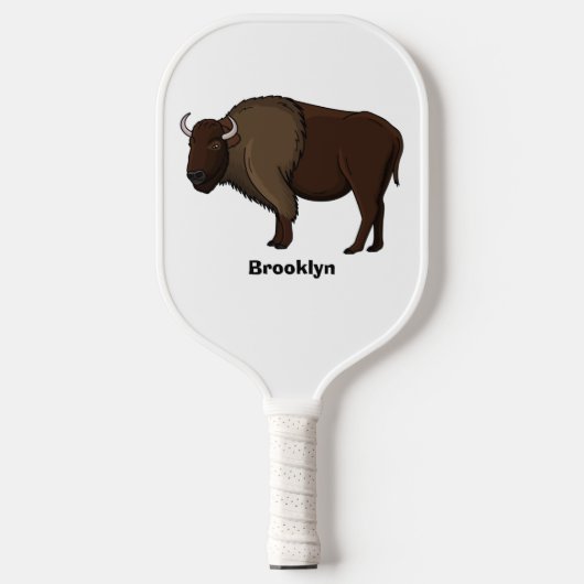 Happy American bison buffalo illustratie Pickleball Paddle (Voorkant)