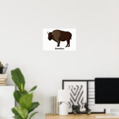 Happy American bison buffalo illustratie Poster (Thuiskantoor)