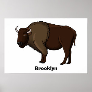 Happy American bison buffalo illustratie Poster