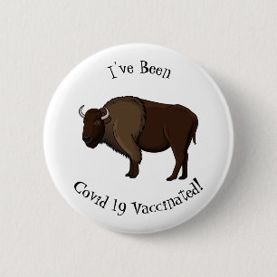 Happy American bison buffalo illustratie Ronde Button 5,7 Cm
