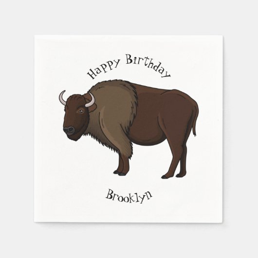 Happy American bison buffalo illustratie Servet (Voorkant)