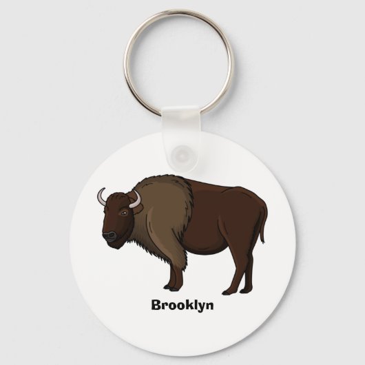 Happy American bison buffalo illustratie Sleutelhanger (Voorkant)