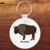 Happy American bison buffalo illustratie Sleutelhanger (Voorkant)
