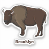 Happy American bison buffalo illustratie Sticker (Voorkant)